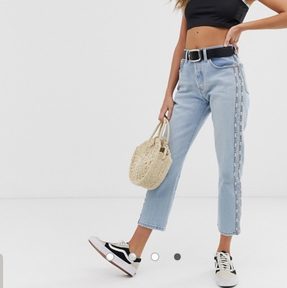 Levi's 501 High Rise Straight Cropped Jeans Logo - Picture 4 of 8